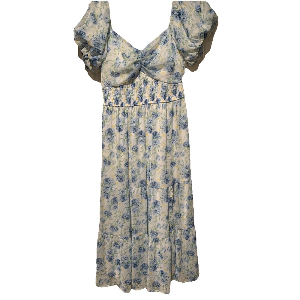 Altar'd State Blue And White Floral Maxi Dress Boho Size L NWT retail $84‎